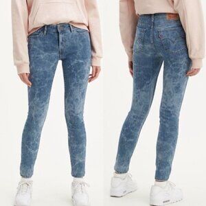 NWT Levis 711 Mid Rise Medium Wash Skinny Jeans Size 24 Watercolor Print